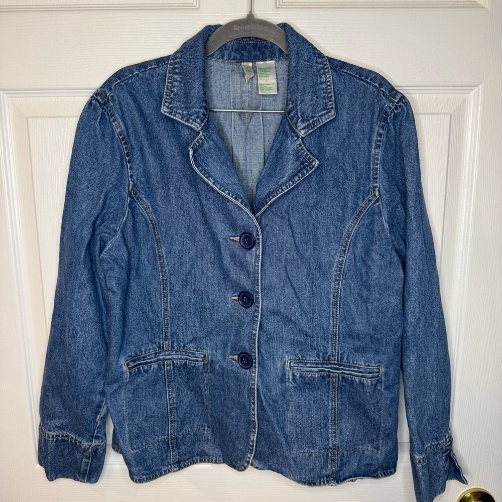 Bill Blass 90’s Vintage Blue Tailored Jean Jacket Size Large GUC